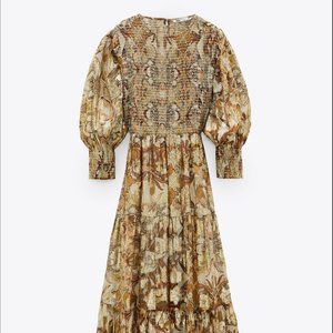 ZARA METALLIC THREAD PRINTED DRESS